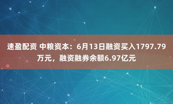 速盈配资 中粮资本：6月13日融资买入1797.79万元，融资融券余额6.97亿元